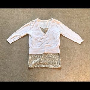 Cherokee Sequin Top and Cropped Sweater Set